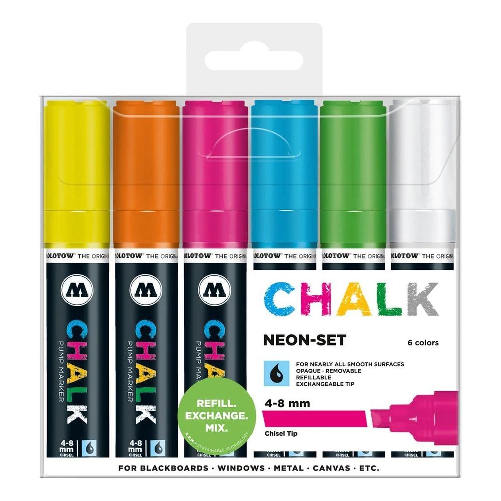 Foto 3 pulgar | Set Con 6 Marcadores Chalk 4-8 Mm Basic Neon Molotow