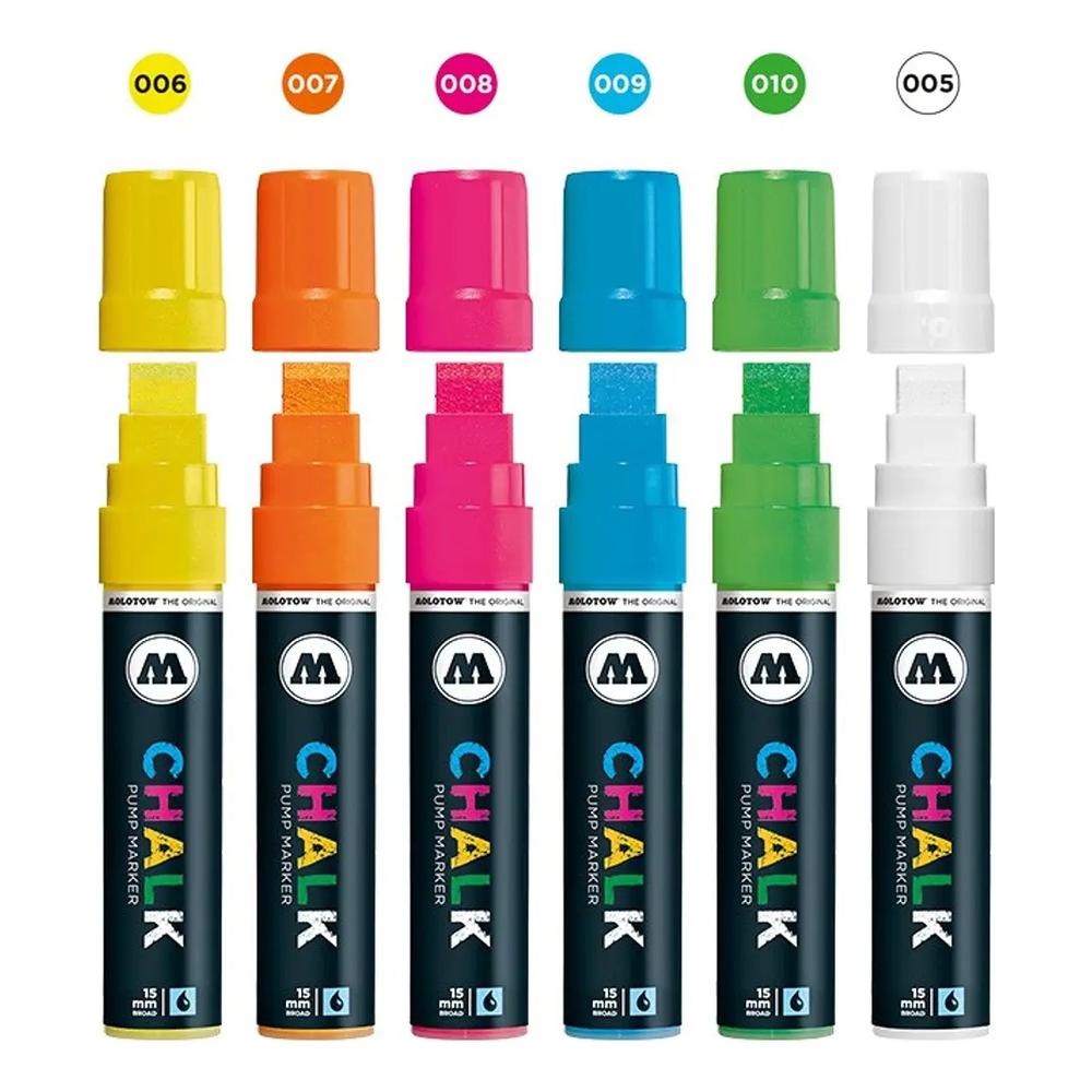 Set Con Marcadores Chalk 15mm Basic Neon Molotow $949