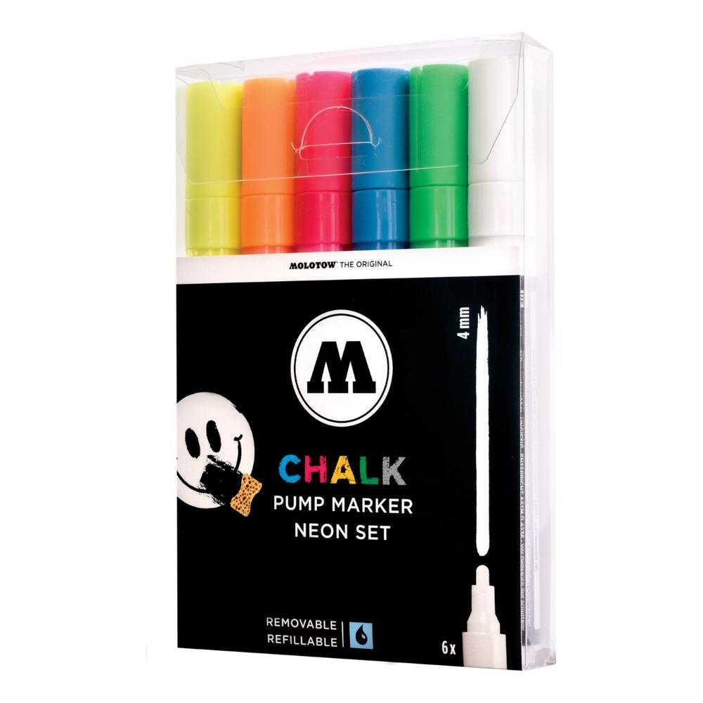 Foto 4 pulgar | Set Con Marcadores Chalk 4mm Basic Set Neon Molotow