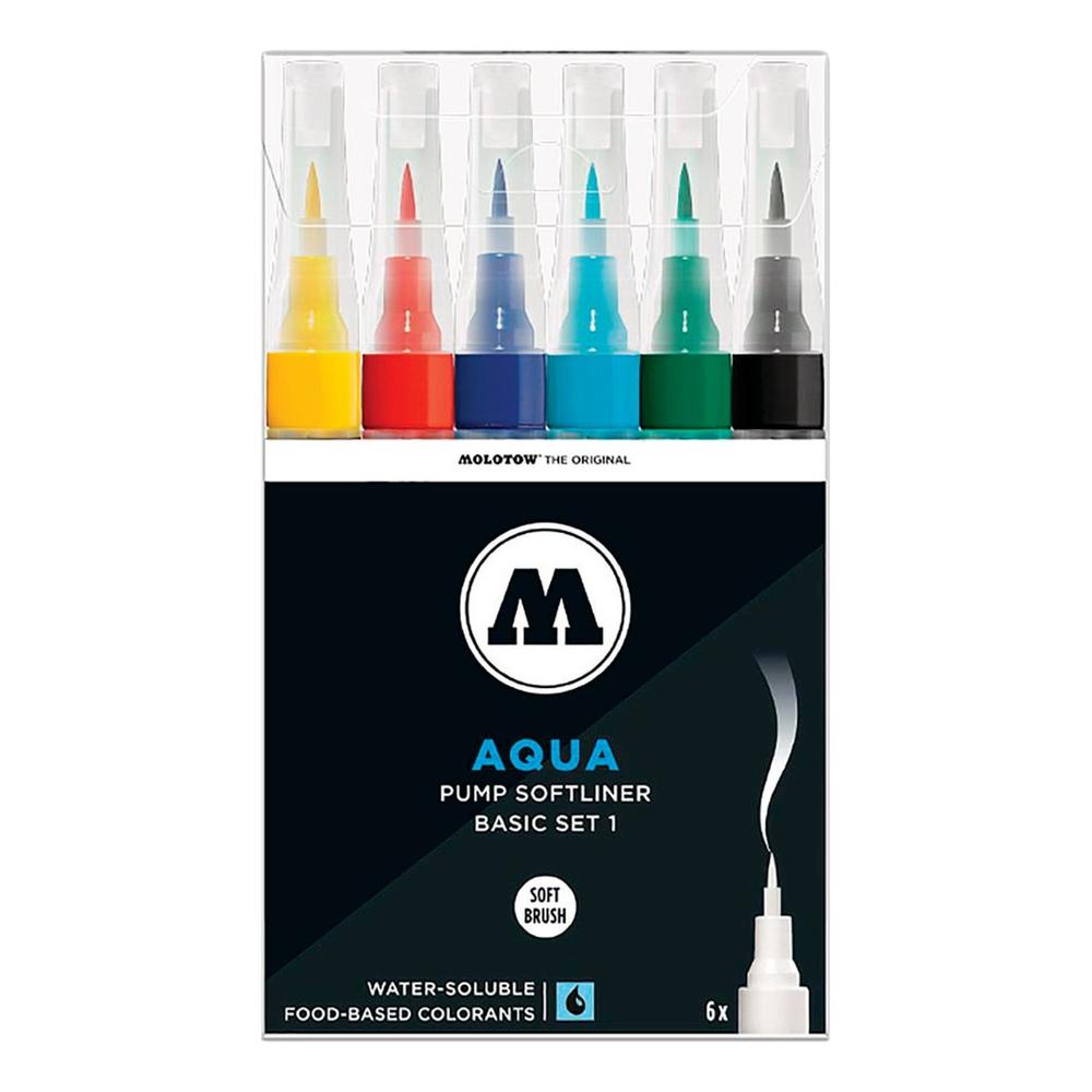 Set Con 6 Marcadores Acuarelables Aqua Ink 1mm Molotow