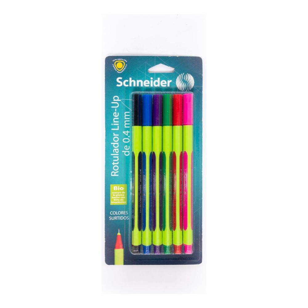Foto 2 pulgar | Kit Con 6 Rotuladores Line-up 0.4 mm Schneider