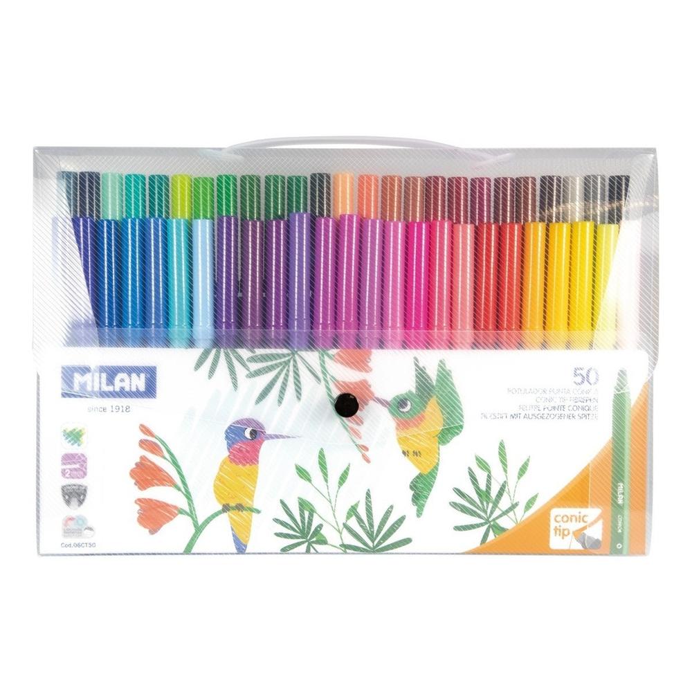 Foto 2 pulgar | Estuche Con 50 Plumones De Colores Punta Cónica 5mm Milan