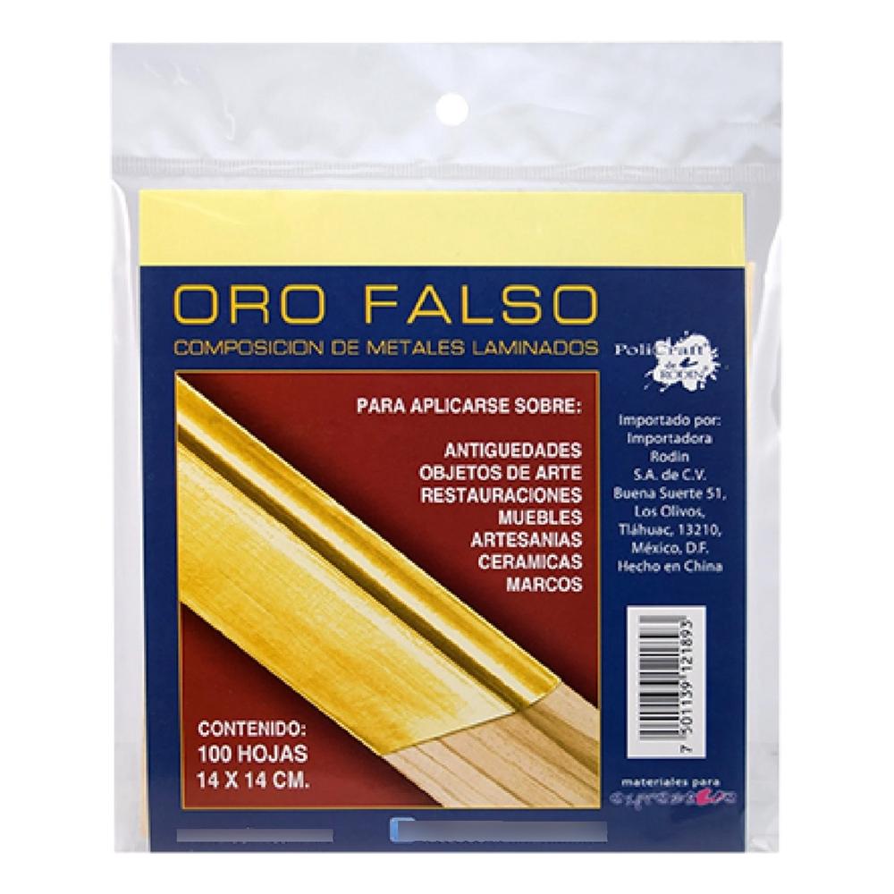 Foto 7 pulgar | Paquete 100 Hojas Oro Falso 14x14 Policraft
