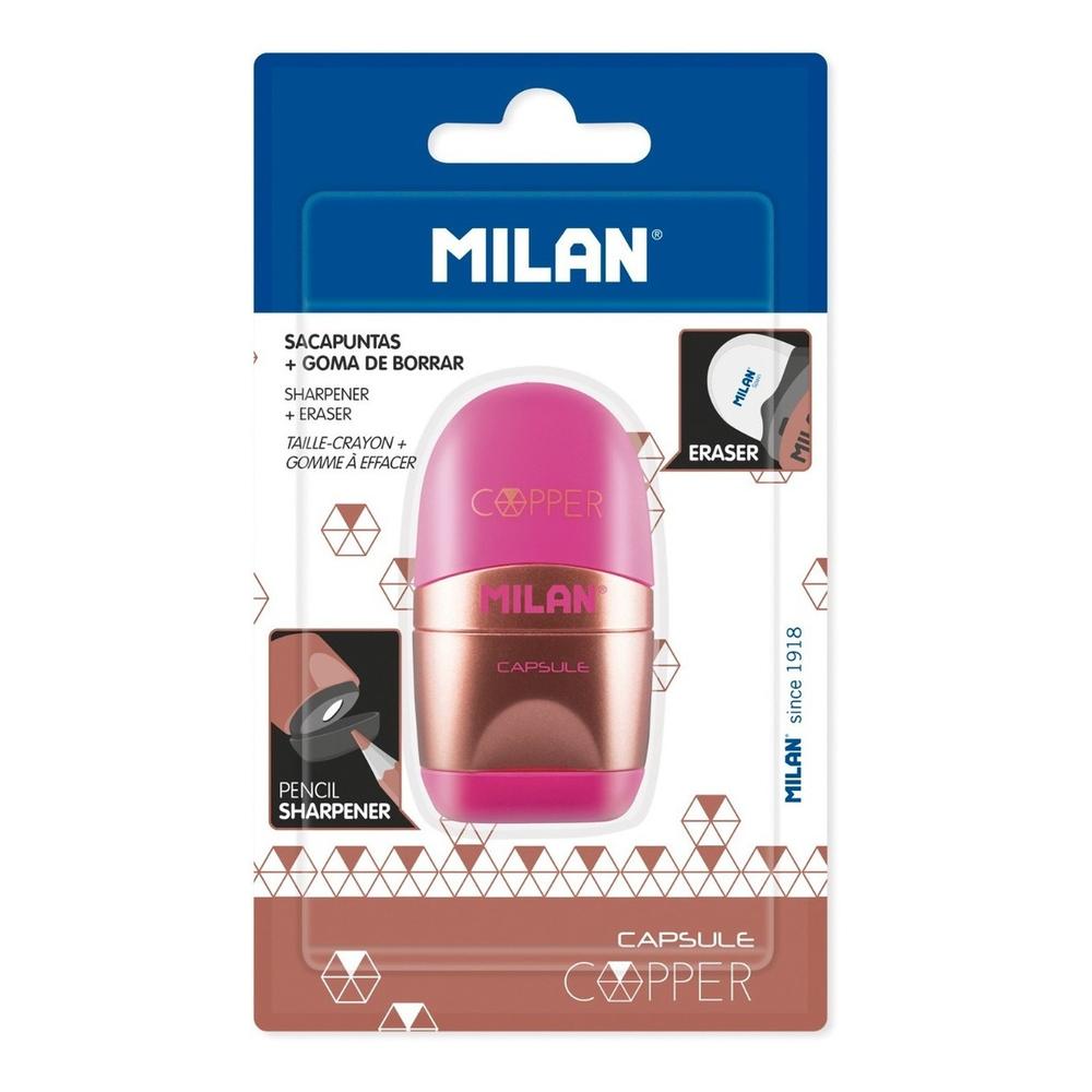 Foto 2 pulgar | Blíster con 1 Sacapunta + 1 Borrador Capsule Negro S-Copper Milan