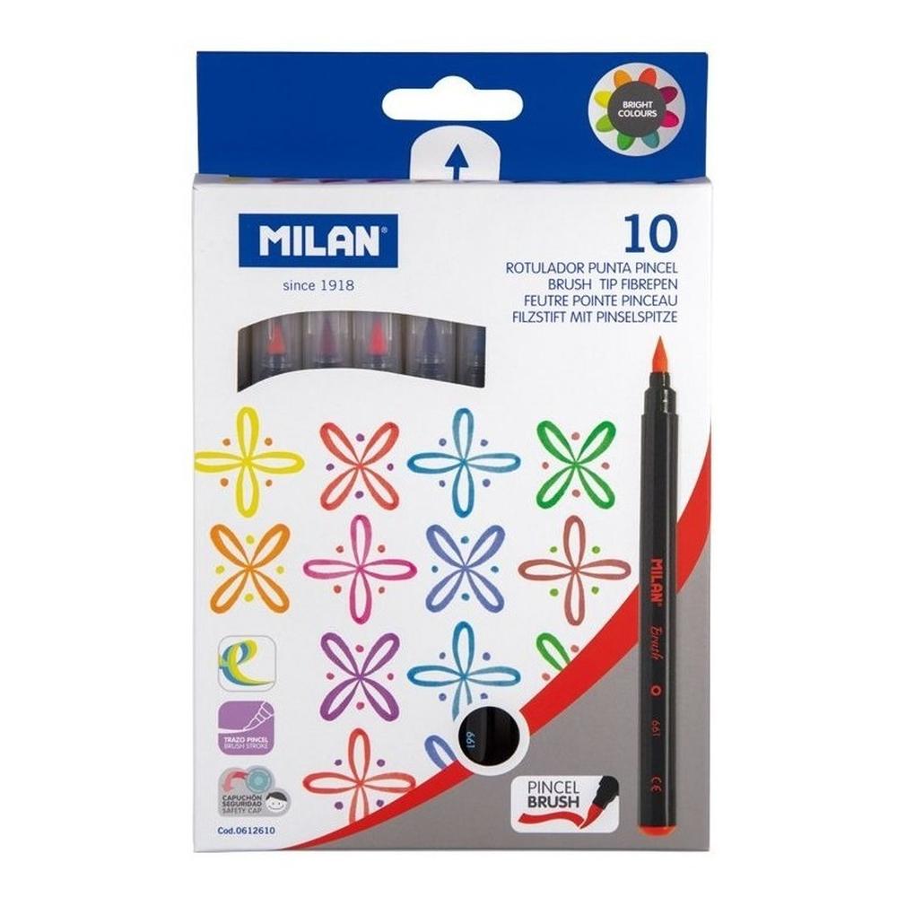 Set con 10 Rotuladores Milan Punta Pincel 4 mm