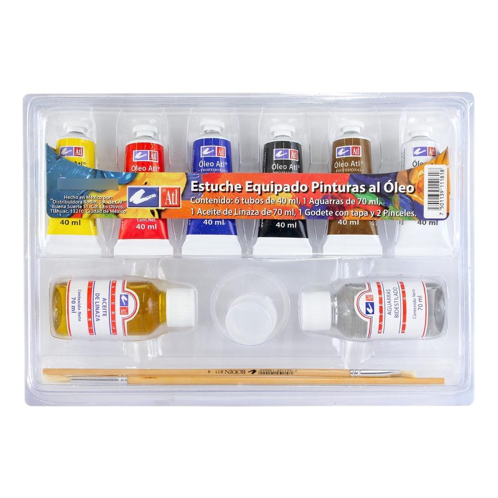 Estuche Pintura Óleo T-14 6 Tubos 40 Ml M3 + Accesorios Atl $519