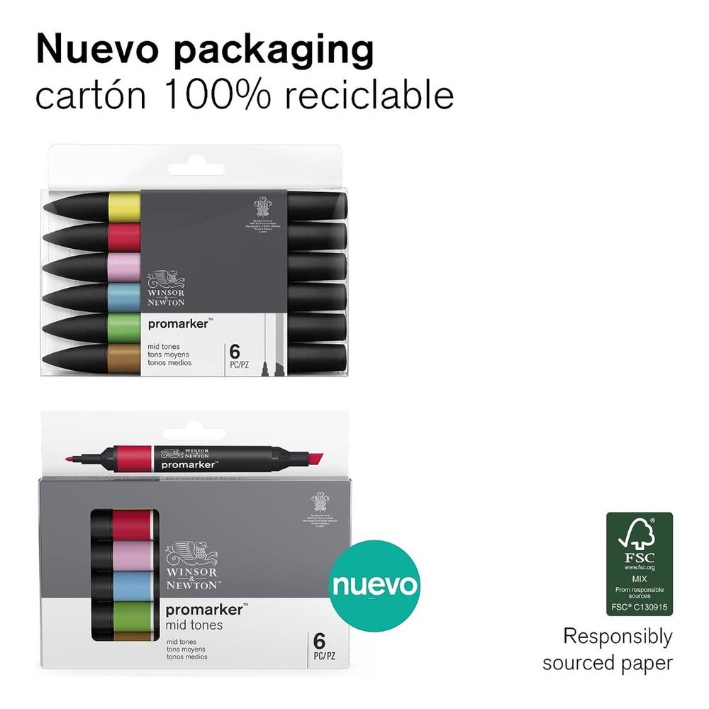 Foto 5 | Rotuladores De 6 Tonos Oscuros Con Punta Fina Winsor & Newton