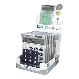 Foto 1 | Caja Exhibidora Con 6 Calculadoras 10 Dígitos Silver Colores Milan