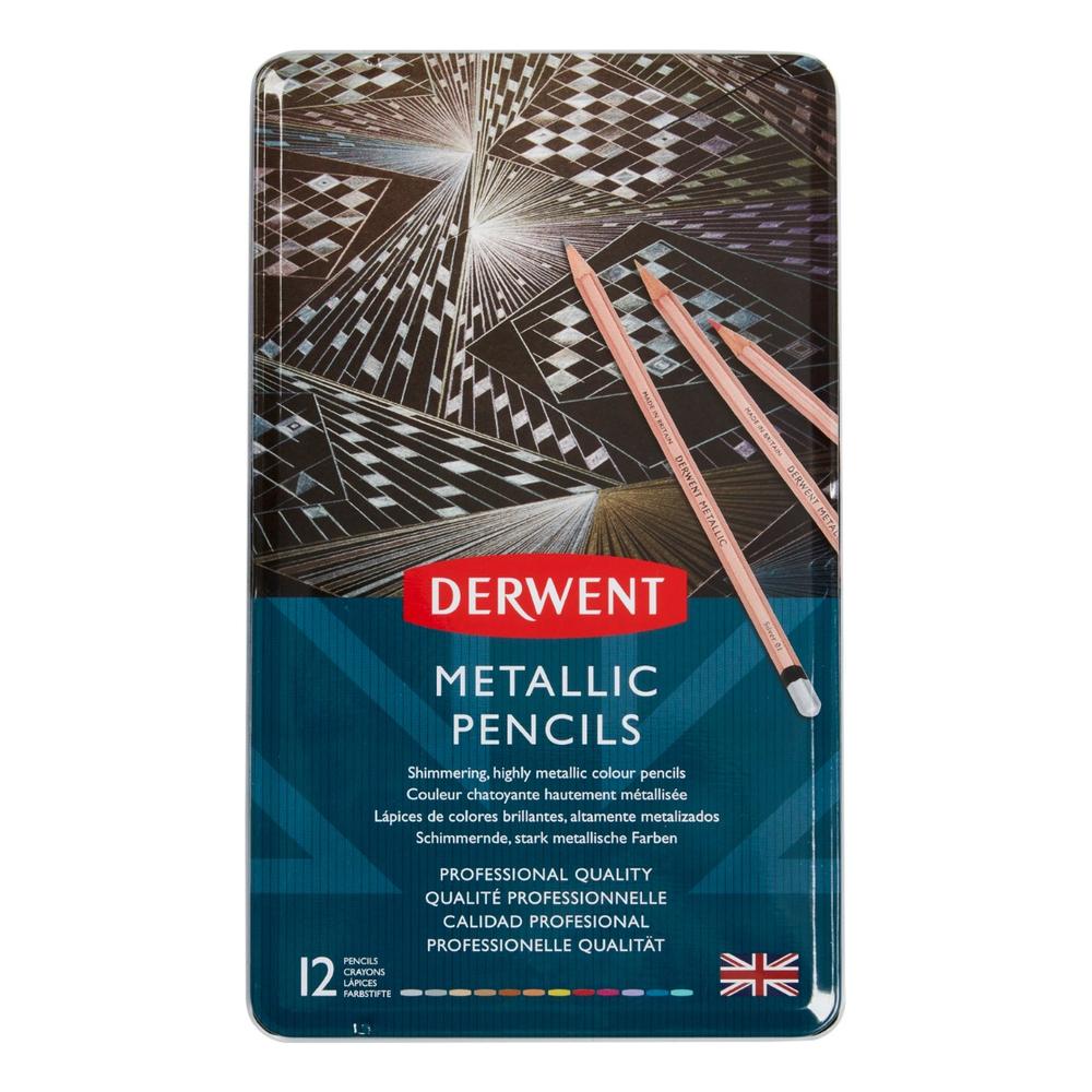 Foto 3 pulgar | Estuche Metal 12 Colores Metalicos Metallic Pencils Derwent