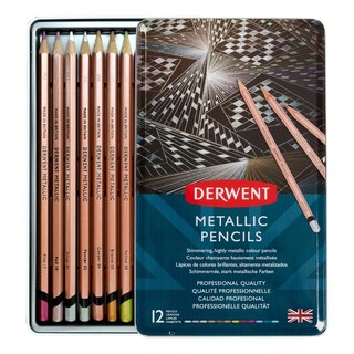 Foto 3 | Estuche Metal 12 Colores Metalicos Metallic Pencils Derwent