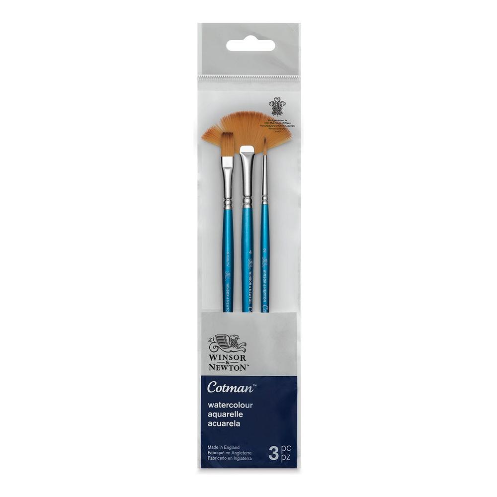 Set de 3 Pinceles Cortos V3 Cotman de Winsor & Newton para Acuarela de Alta Calidad
