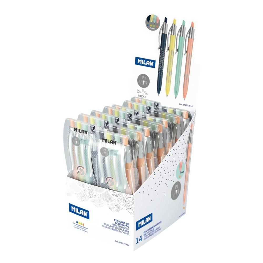 Foto 2 pulgar | Caja Exhibidora Con 14 Plumas P1 Silver Colores Milan