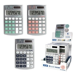 Foto 3 | Caja Exhibidora Con 6 Calculadoras 8 Dígitos Milan