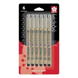 Foto 1 | Estilógrafos Pigma Micron Negros 6 Piezas Sakura
