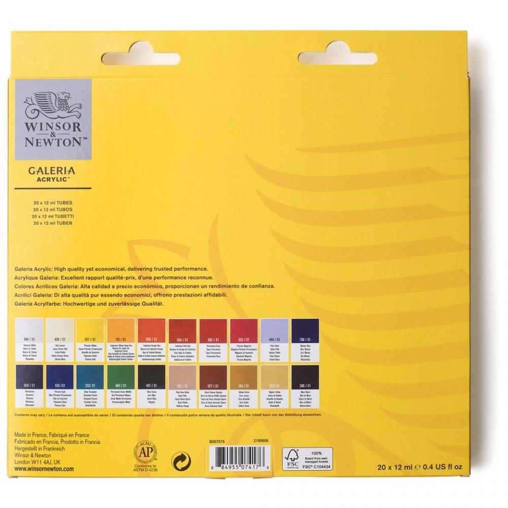 Foto 4 pulgar | Set De 20 Piezas De Acrílico Galería De 12ml Winsor & Newton #2190606