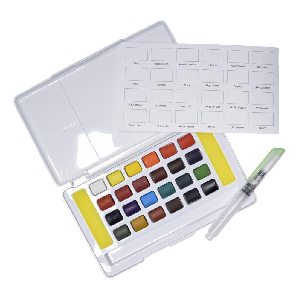 Foto 4 pulgar | Acuarelas Profesionales Set 24 Pastillas Estuche Pincel Windsor & Newton