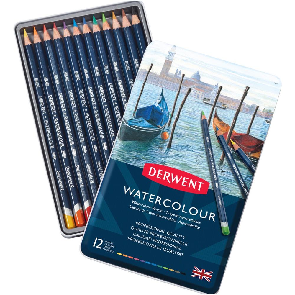 Acuarelas 12 Lápices Estuche Metal Derwent