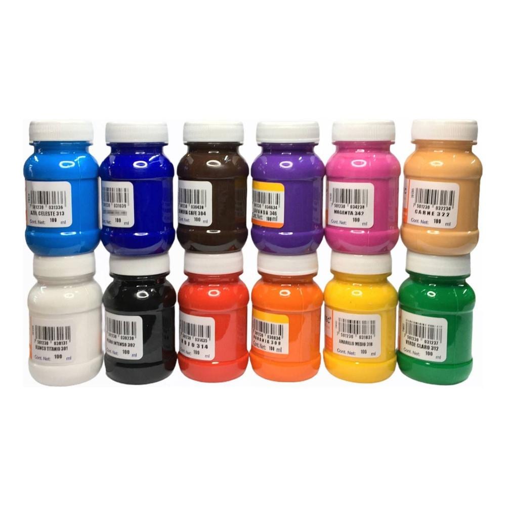 Caja Pintura Acrílica 100ml Colores Surtidos Politec $469