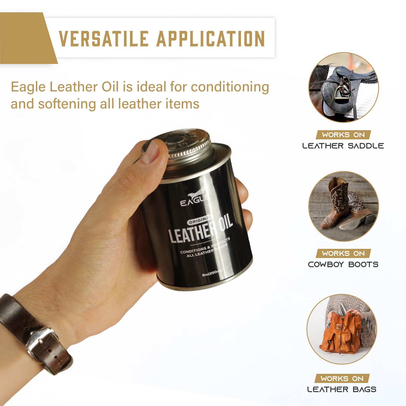 Foto 7 pulgar | Leather Oil Eagle 250 Ml Con Aplicador Y Toalla De Primera Calidad - Venta Internacional.