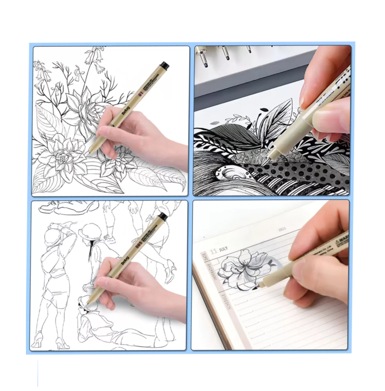Foto 5 | Estilógrafos Para Bosquejos De Manga, 9 Piezas Color Beige Belug