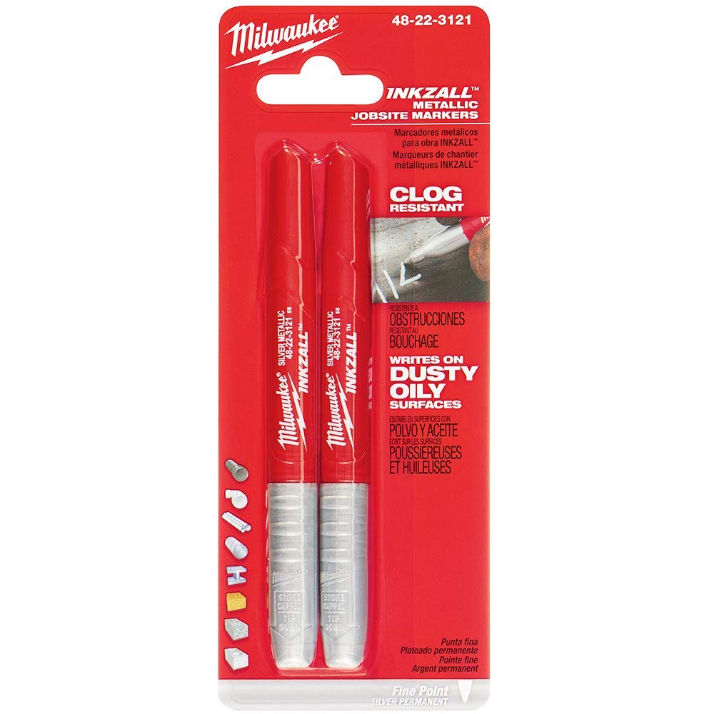 Rotulador Milwaukee Inkzall Plateado Metalizado De Punta Fina X2 - Venta Internacional. $773