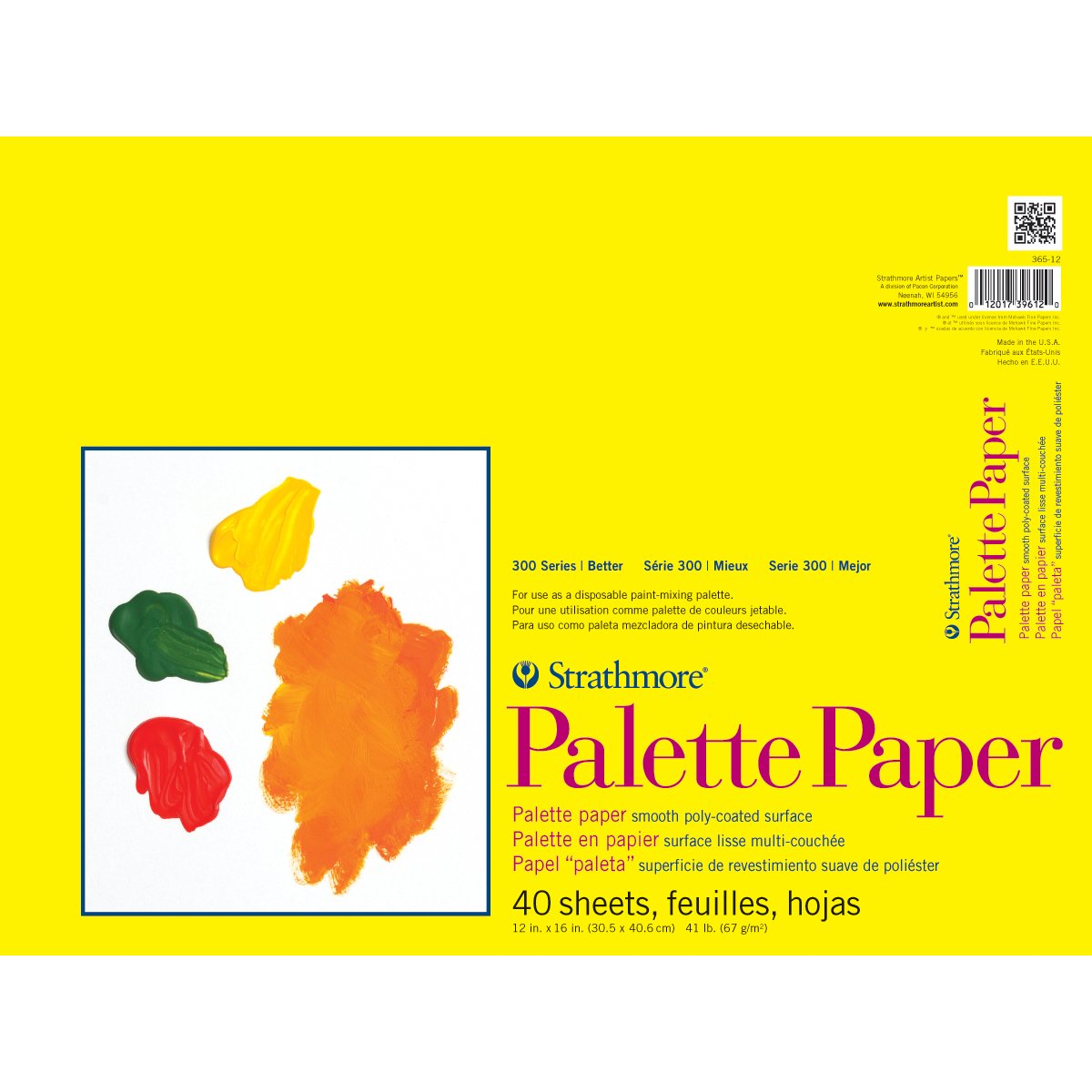 Bloc De Papel Tipo Paleta Strathmore Serie 300, 12 X 16 Pulgadas, 40 Hojas - Venta Internacional.