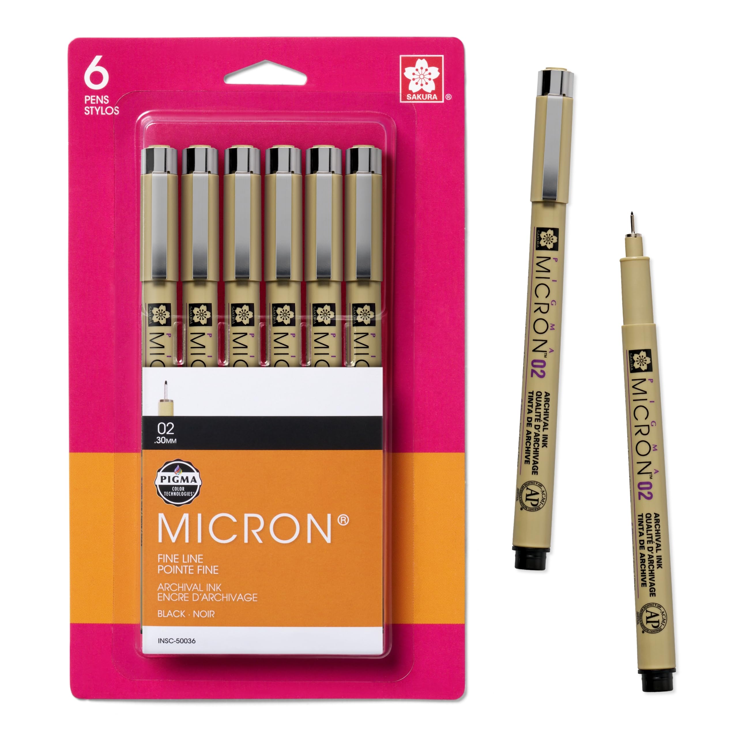 Foto 1 | Bolígrafos De Punta Fina Sakura Pigma Micron 02, Tamaño De 6 Unidades - Venta Internacional.