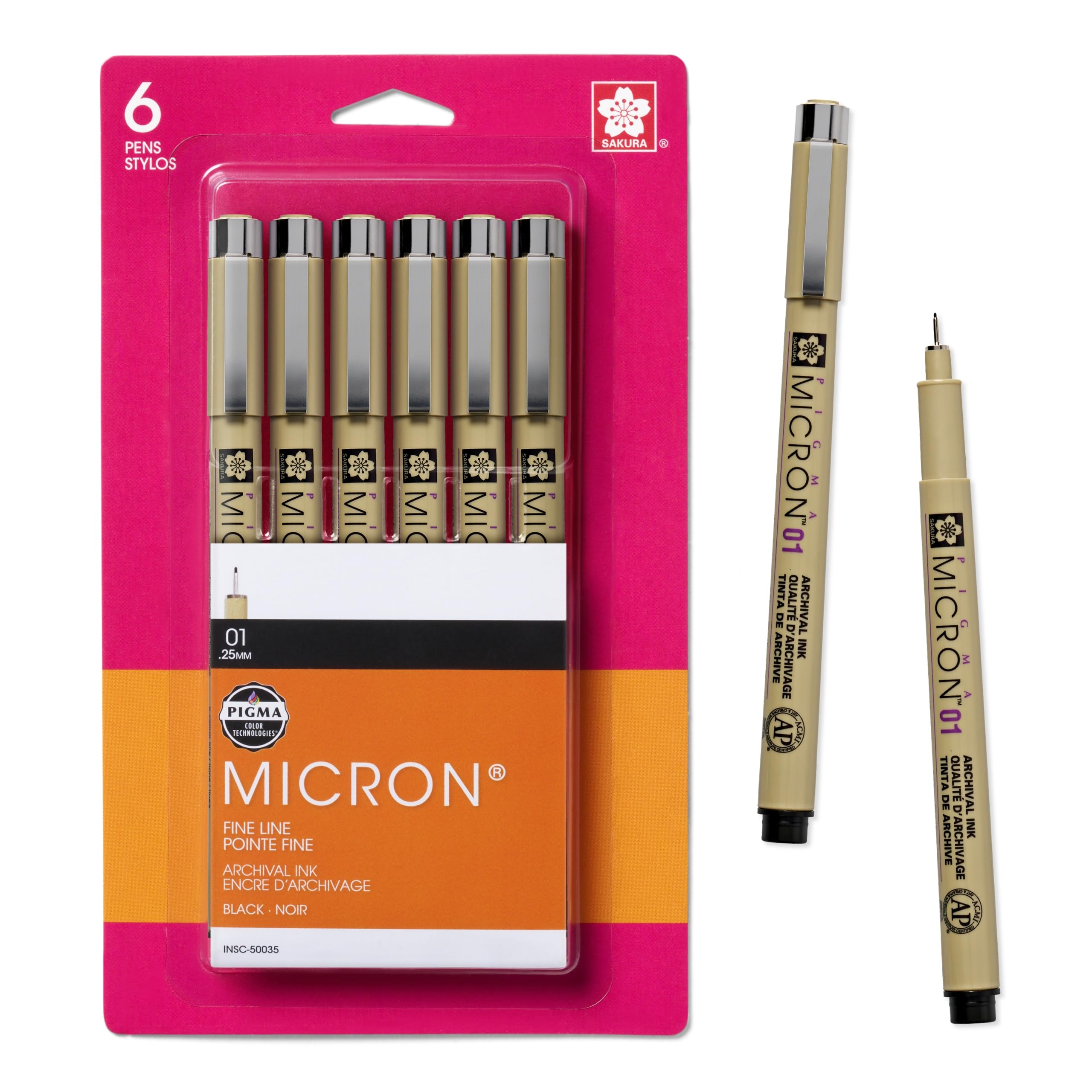 Bolígrafos Fineliner Sakura Pigma Micron 01, Tamaño 10 Puntos, Paquete De 6 - Venta Internacional.