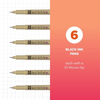 Foto 2 | Bolígrafos Fineliner Sakura Pigma Micron 01, Tamaño 10 Puntos, Paquete De 6 - Venta Internacional.