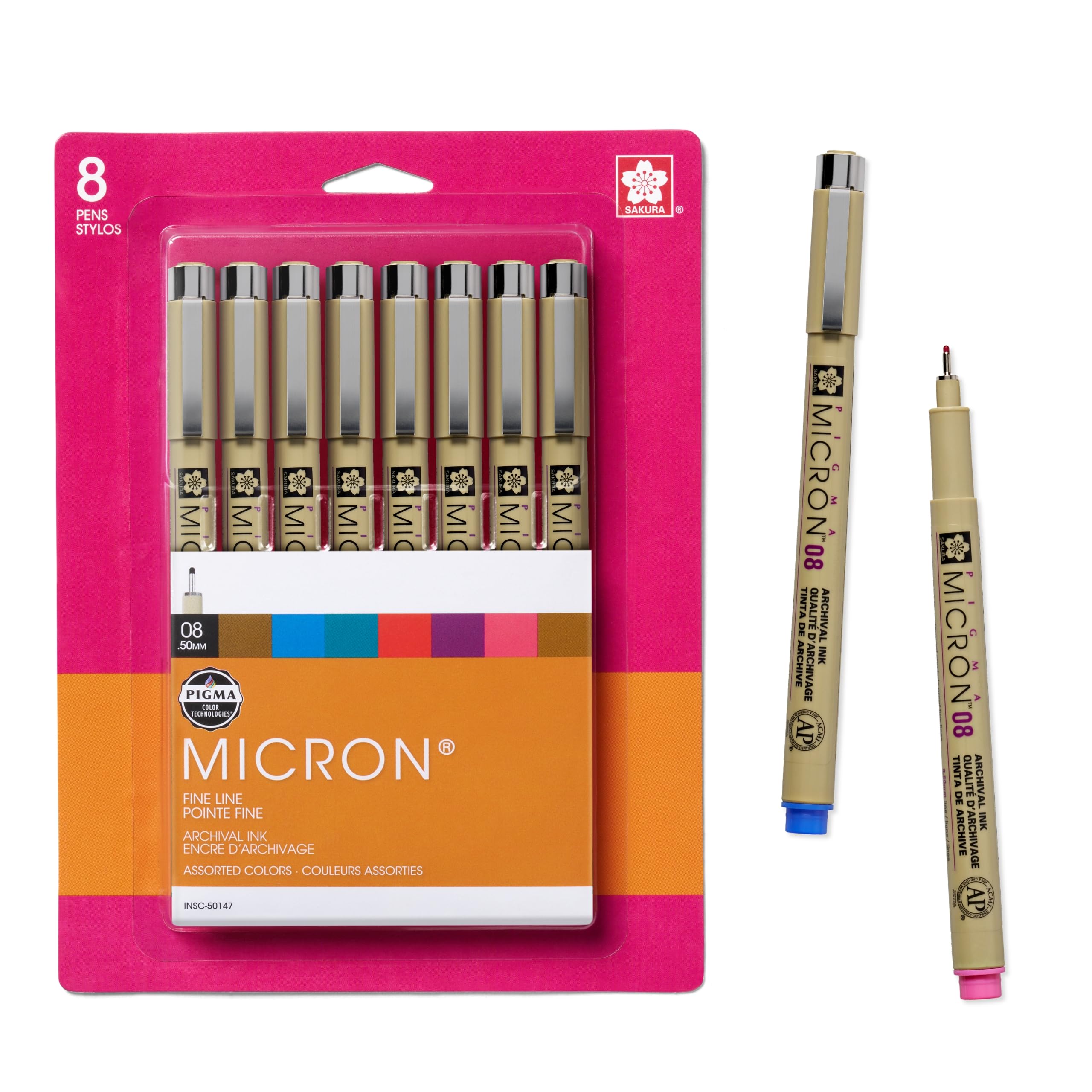 Bolígrafos De Punta Fina Sakura Pigma Micron, Tamaño 08, Paquete De 8 - Venta Internacional.