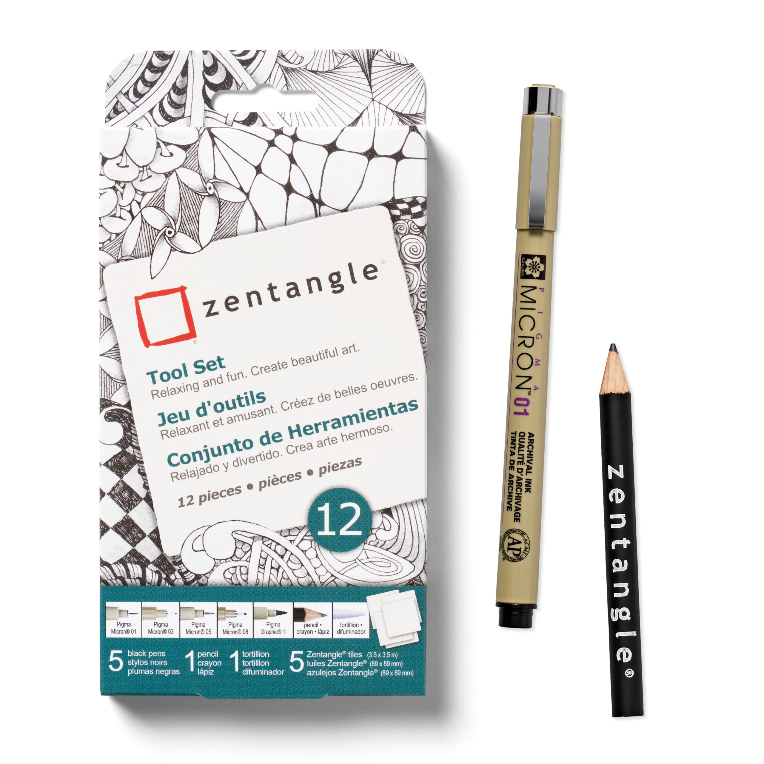 Foto 1 | Juego De Herramientas Sakura Zentangle Con 5 Bolígrafos Negros De Micrones Y 1 Lápiz - Venta Internacional.