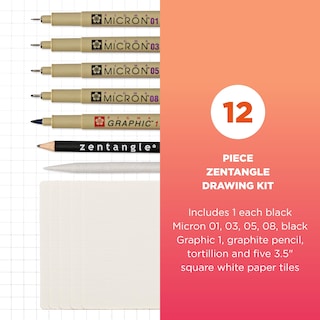 Foto 2 | Juego De Herramientas Sakura Zentangle Con 5 Bolígrafos Negros De Micrones Y 1 Lápiz - Venta Internacional.