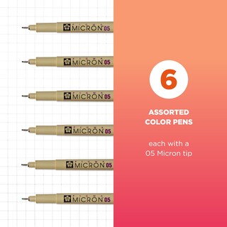 Foto 2 | Bolígrafos De Punta Fina Sakura Pigma Micron, 05 Puntos, 6 Unidades - Venta Internacional.