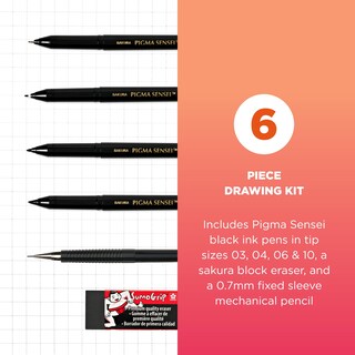 Foto 2 | Kit De Dibujo Manga Sakura Pigma Sensei Con Lápiz Y Goma De Borrar, 6 Unidades - Venta Internacional.