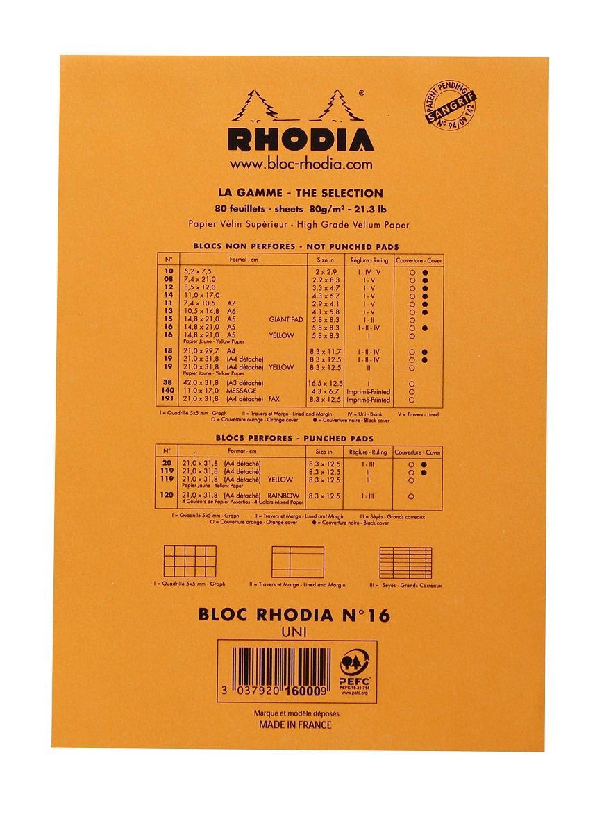 Foto 5 pulgar | Bloc De Notas Rhodia No16 A5 Liso Blank Naranja - Venta Internacional.