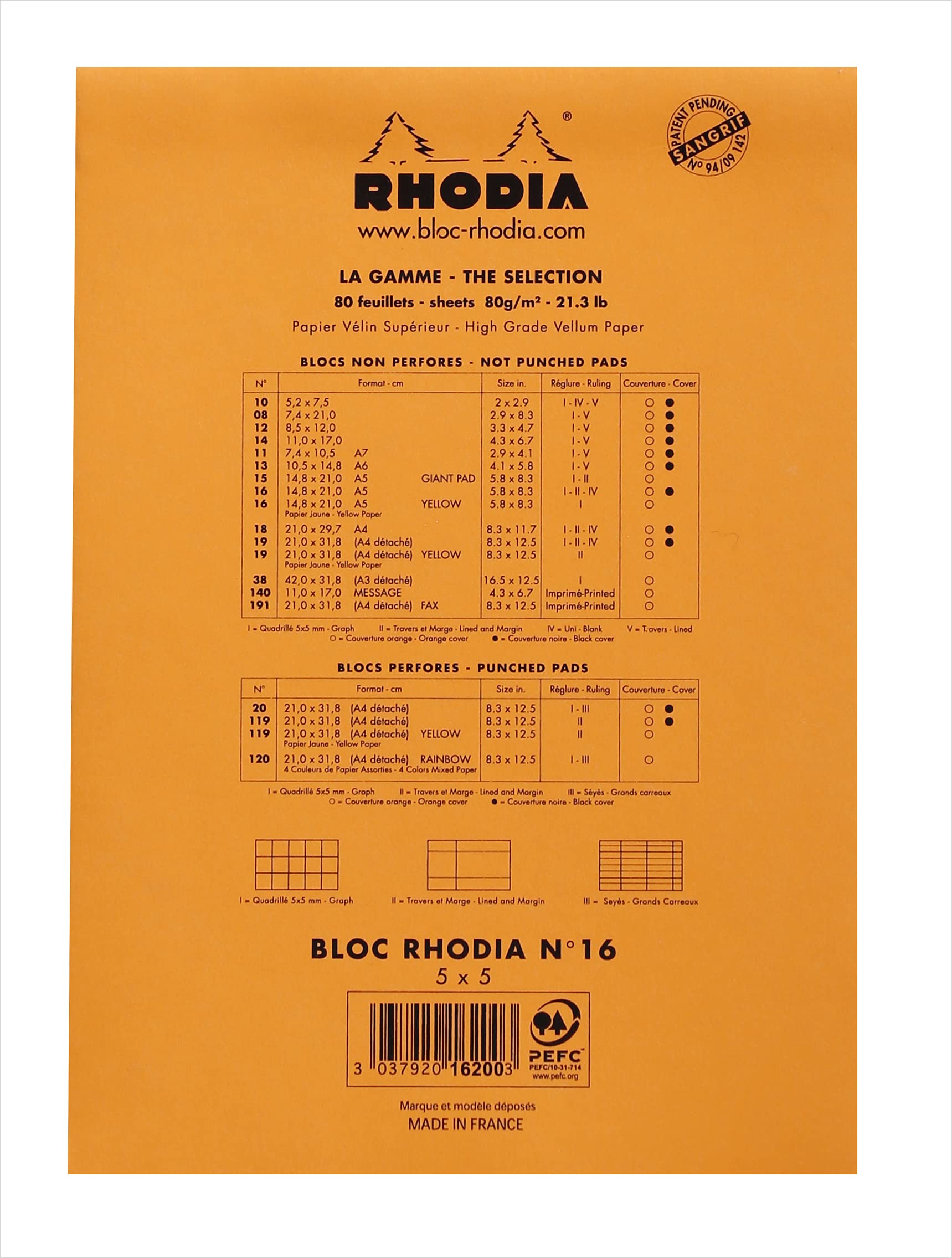 Foto 4 pulgar | Bloc De Notas Rhodia No16, A5, Cuadrado, Naranja, 80 G, 80 Hojas - Venta Internacional.