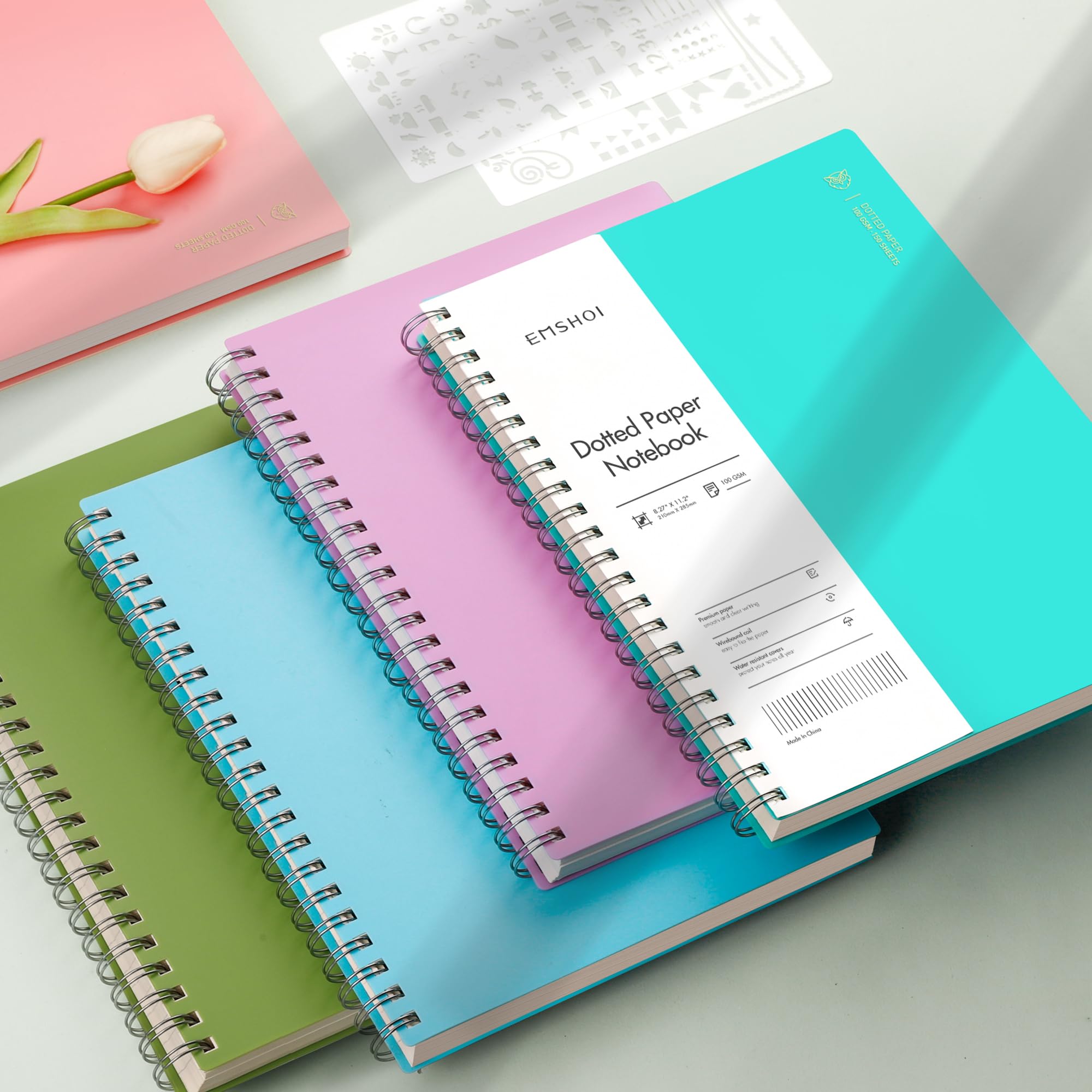 Foto 7 | Cuaderno En Espiral Emshoi, A4, Con Forma De Bala, Punteado, 300 Peniques, Morado - Venta Internacional.
