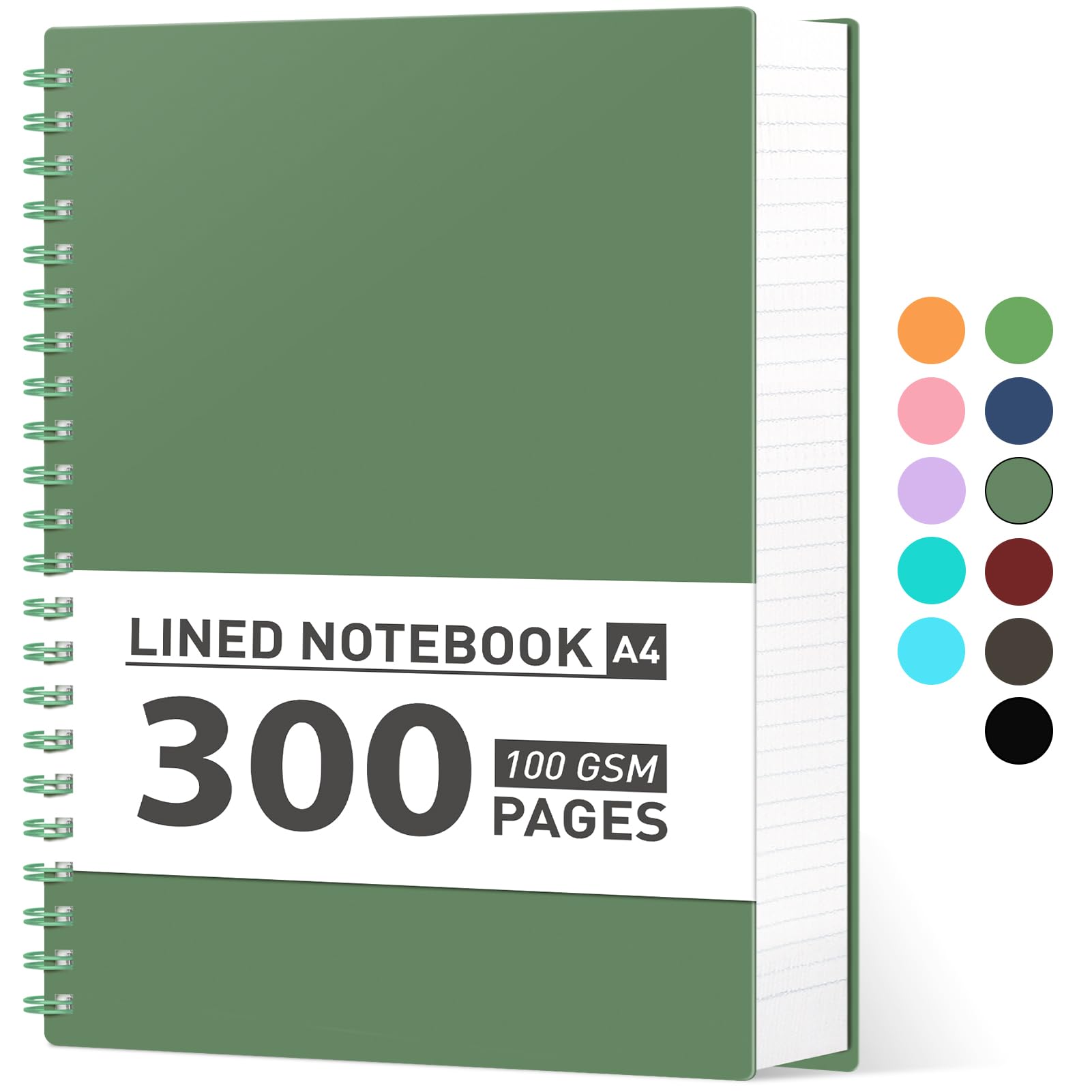 Foto 1 | Cuaderno En Espiral Ahgxg College Riled, 8,5 X 11, 300 Páginas, Color Verde - Venta Internacional.