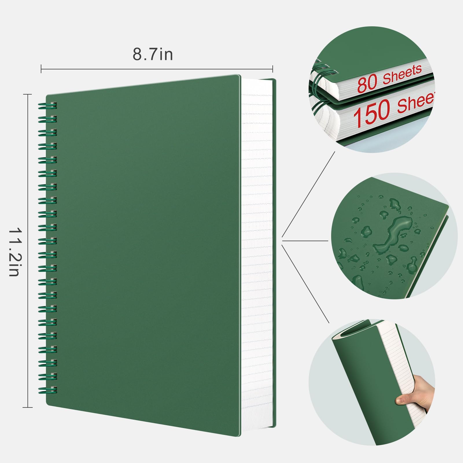 Foto 3 pulgar | Cuaderno En Espiral Ahgxg College Riled, 8,5 X 11, 300 Páginas, Color Verde - Venta Internacional.