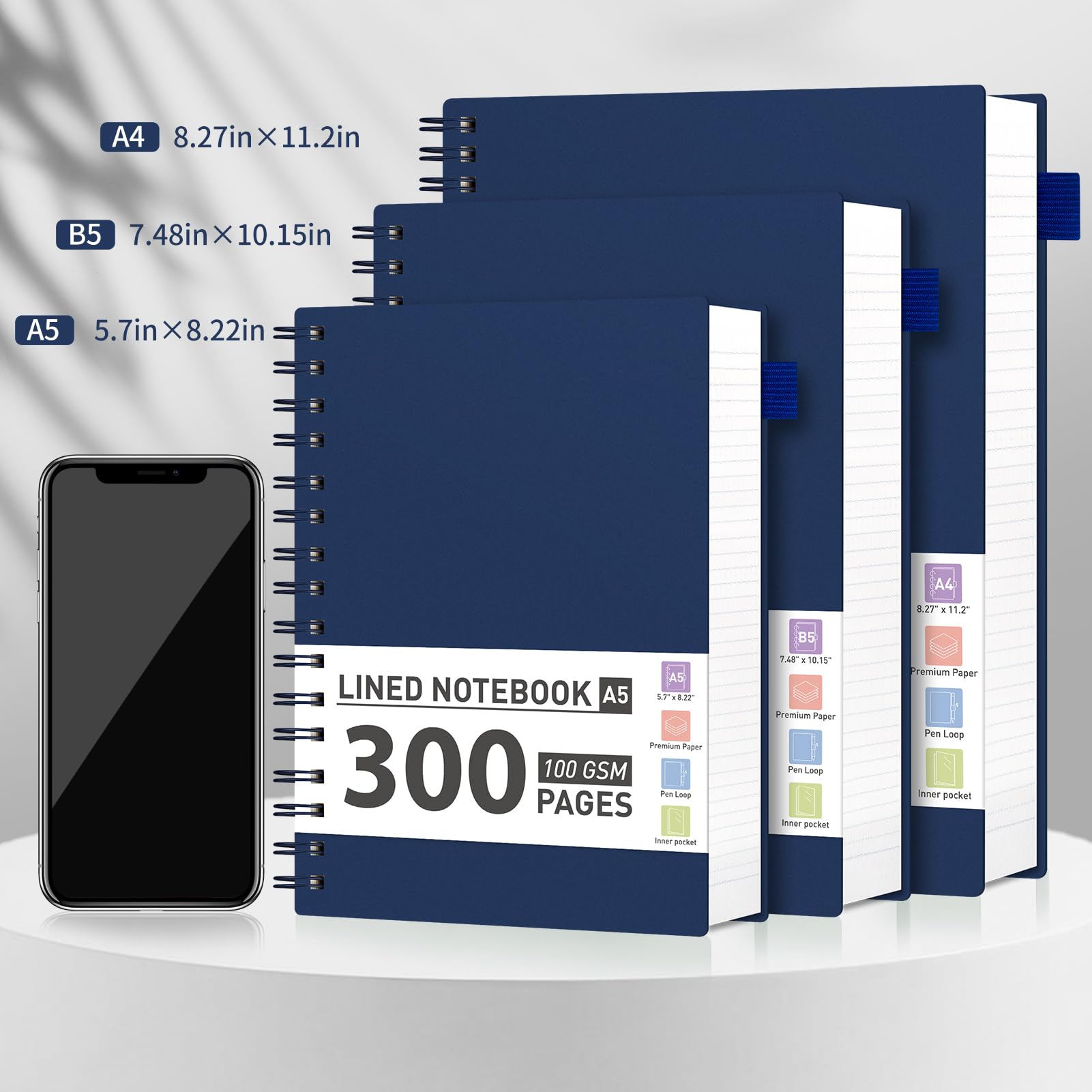 Foto 3 | Cuaderno Espiral Ahgxg College Riled 8.5 X 11 300 Páginas A4 - Venta Internacional.