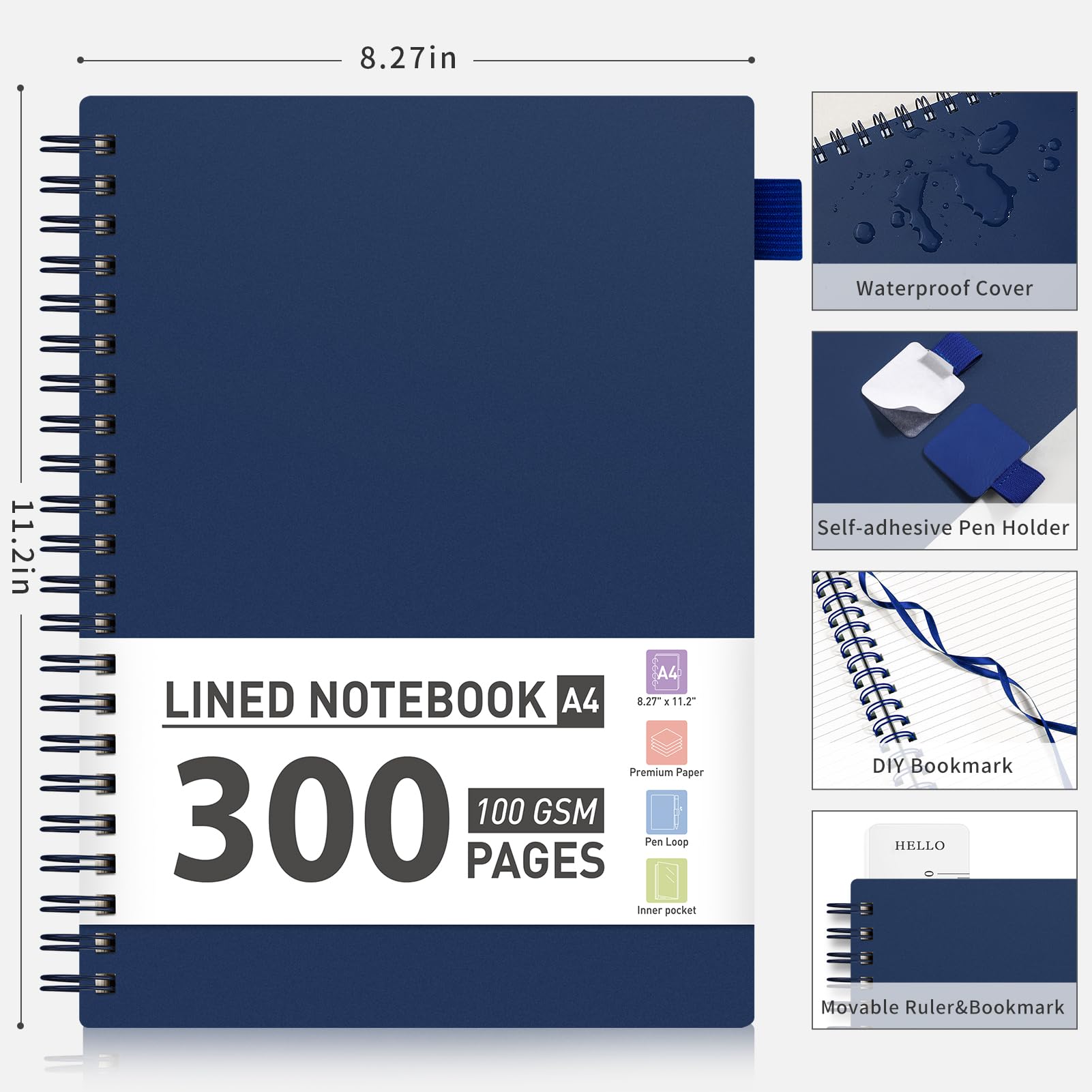 Foto 4 | Cuaderno Espiral Ahgxg College Riled 8.5 X 11 300 Páginas A4 - Venta Internacional.