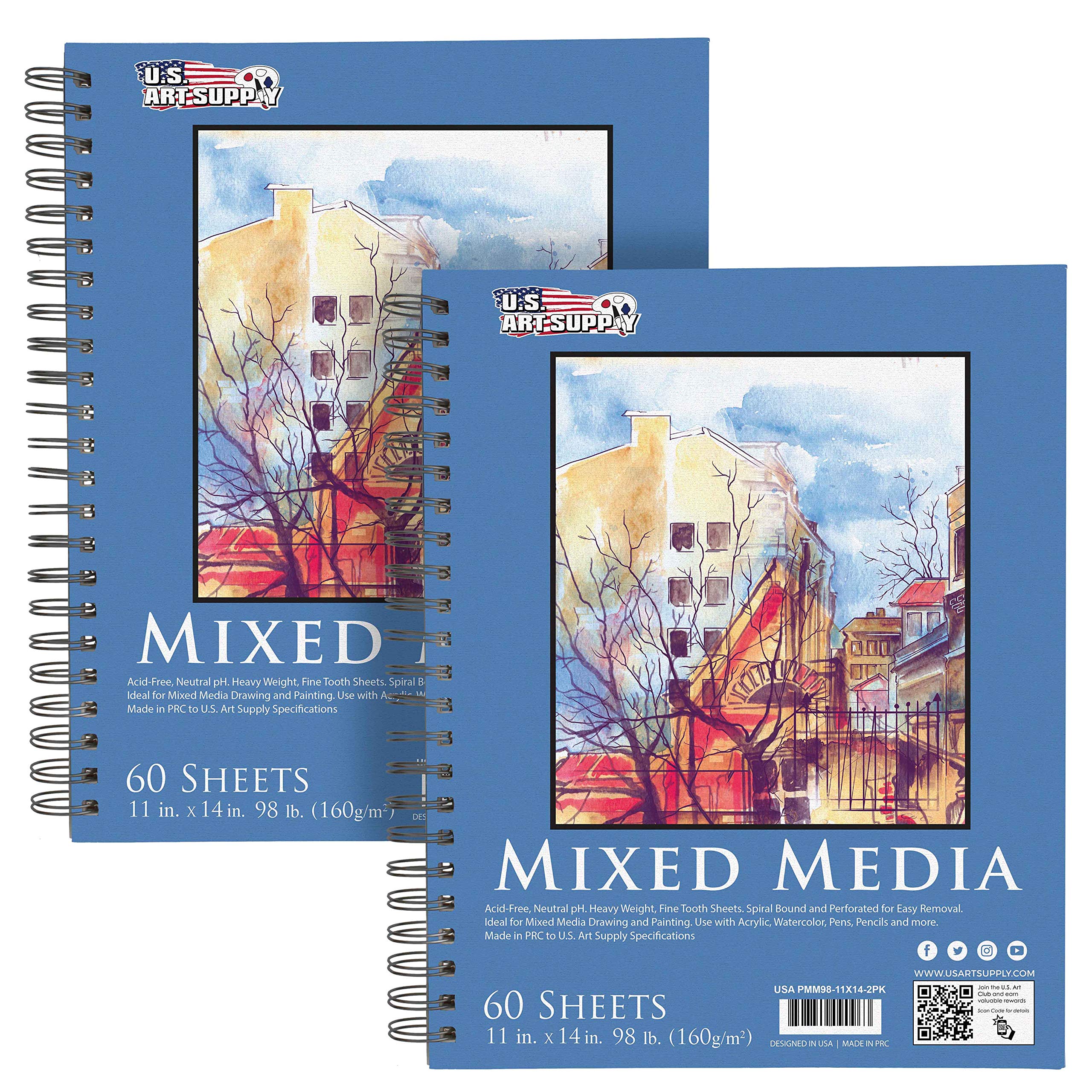 Foto 2 pulgar | Bloc De Papel Con Técnica Mixta, Cuaderno De Bocetos, Us Art Supply, 11 X 14, Paquete De 2 - Venta Internacional.