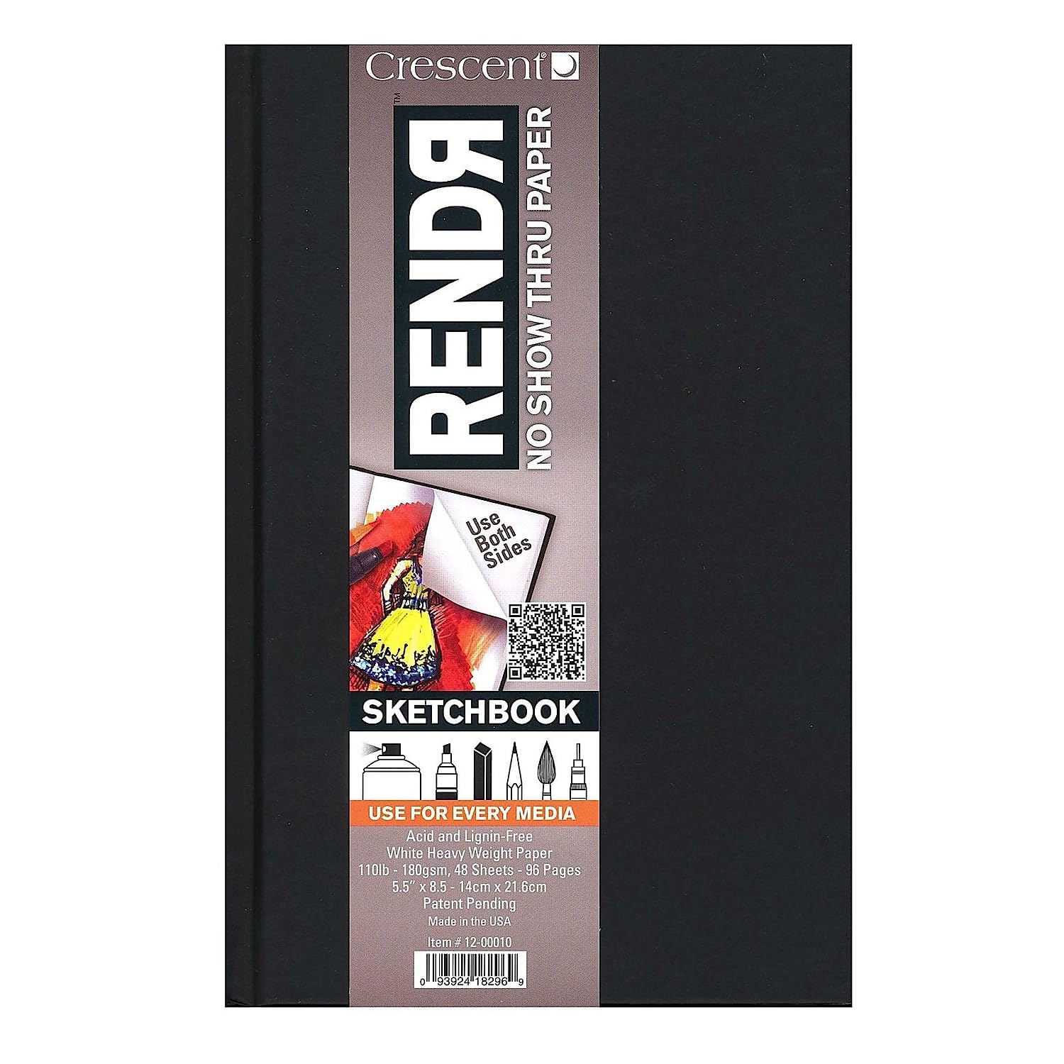 Cuaderno De Bocetos Crescent Creative Products Rendr, 8.5 X 11 Pulgadas, Blanco - Venta Internacional.