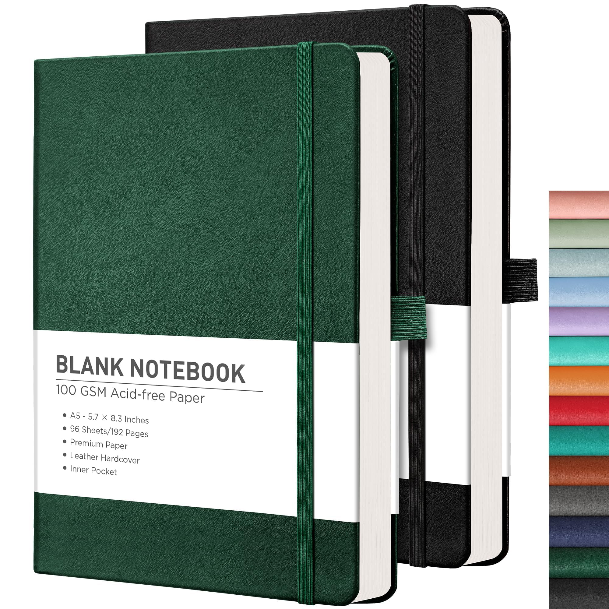 Cuaderno En Blanco Rettacy, Paquete De 2 Unidades, 384 Páginas, Tamaño A5 - Venta Internacional.