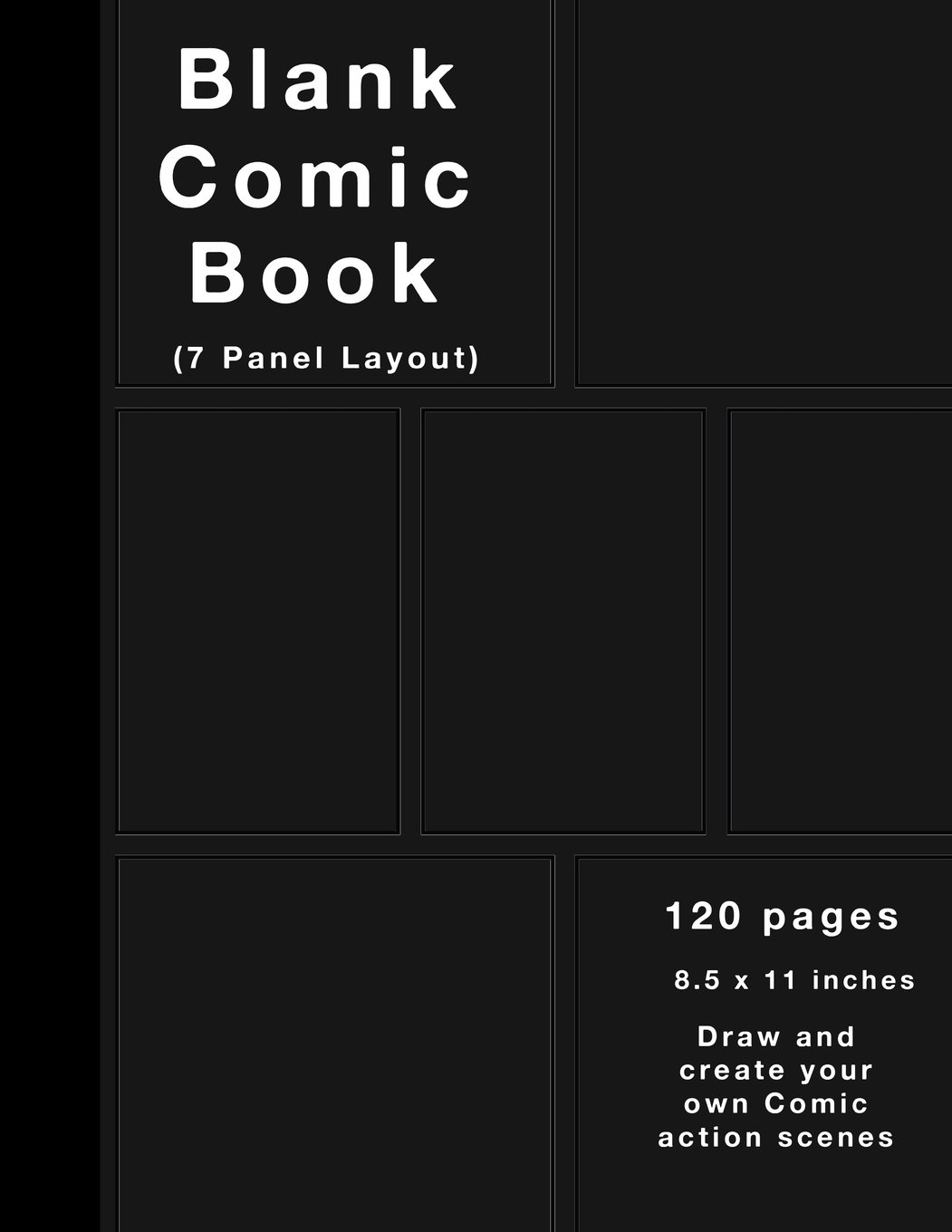Cómic En Blanco, 120 Páginas, 7 Paneles, Papel Blanco, Cubierta Negra - Venta Internacional.