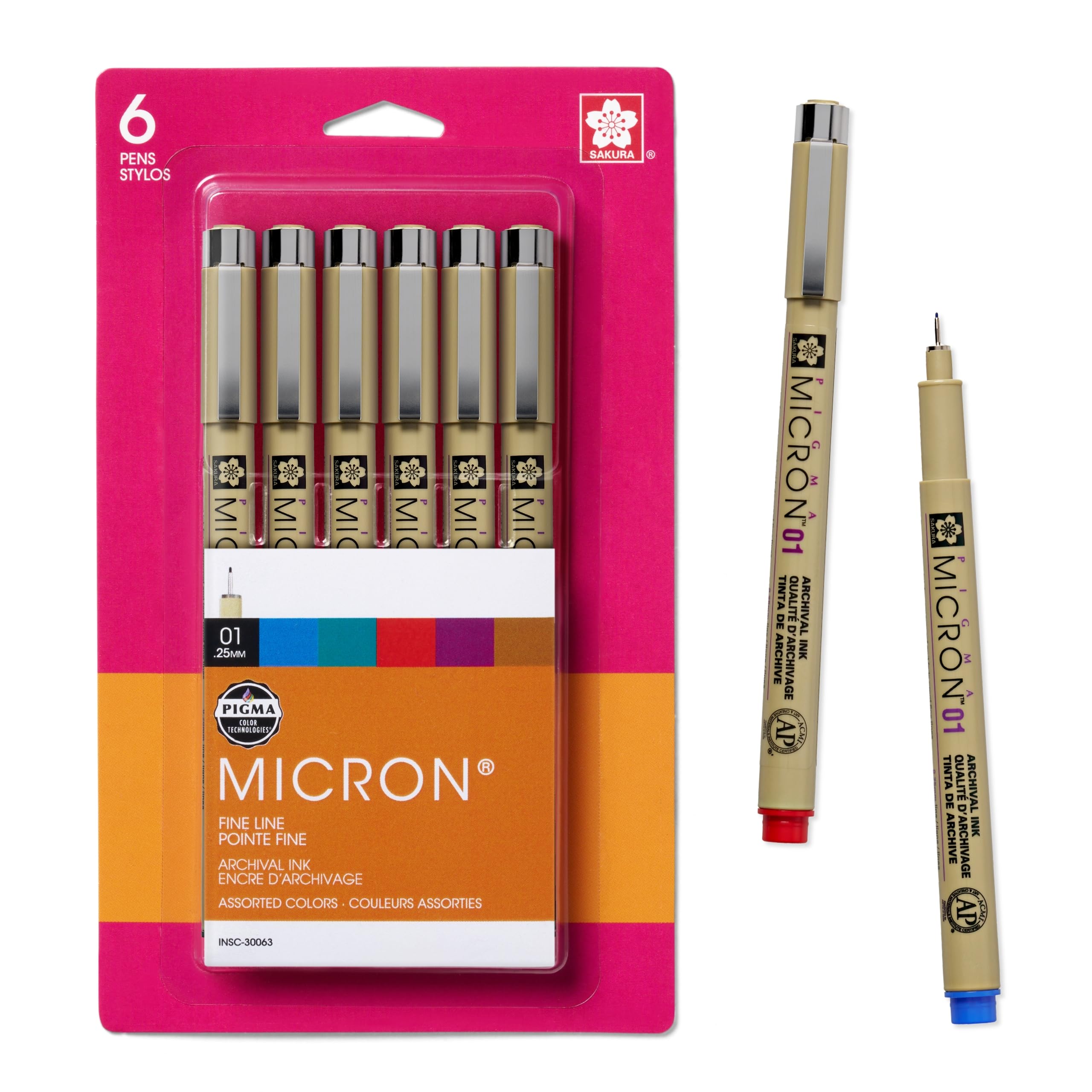 Bolígrafos Fineliner Sakura Pigma Micron 01  Tamaño 10 Puntos  Paquete De 6 - Venta Internacional.