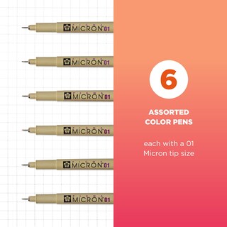 Foto 2 | Bolígrafos Fineliner Sakura Pigma Micron 01 Tamaño 10 Puntos Paquete De 6 - Venta Internacional.
