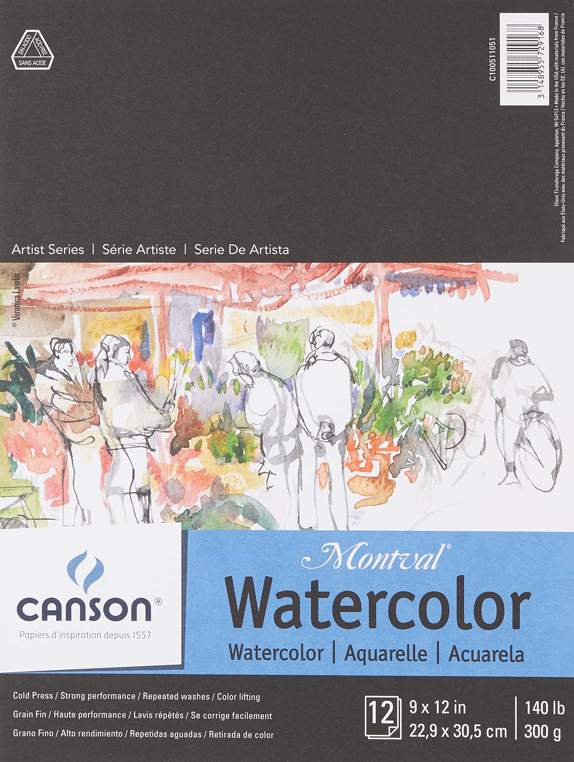 Papel De Acuarela Canson Artist Series Montval 300g 9x12cm - Venta Internacional.