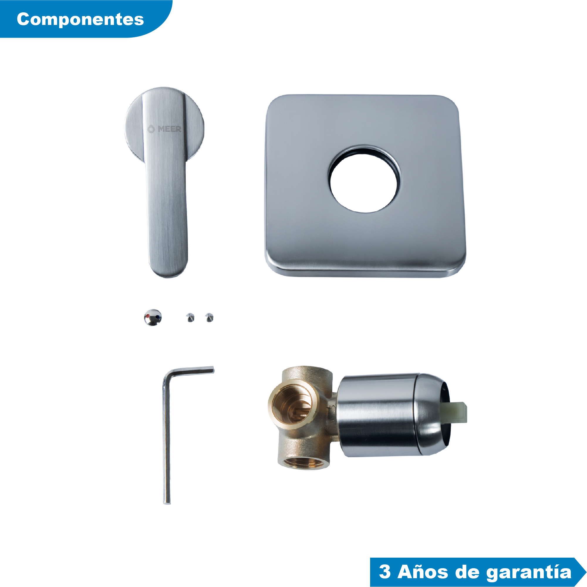 Foto 4 pulgar | Kit para Baño Meer-CNX RC114 + MZR-016M + CUE-019 + RES-003 + ACC-013 color Plata