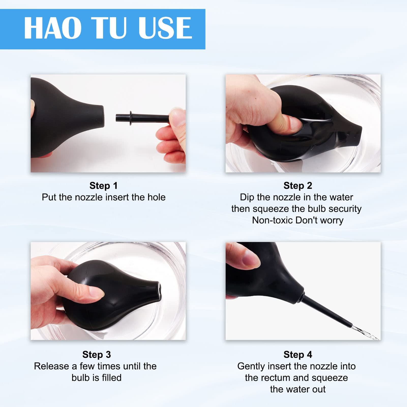 Foto 4 pulgar | Biberón De Ducha Vaginal Naroote  Limpiador Anal Reutilizable  Pvc  Negro - Venta Internacional.
